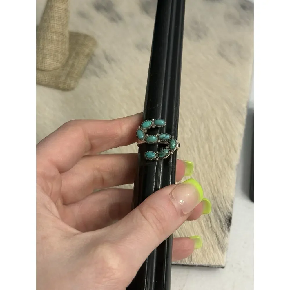 Sterling Silver 925 Blue Turquoise Multi-stone Letter Initial S Ring Size 9